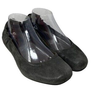 Earthies Ballet Flats Size 9 B Women's Gray Tolo Leather Slip On Lizard Texture